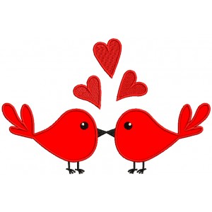 Two Birds Kissing Love Applique Machine Embroidery Design Digitized Pattern
